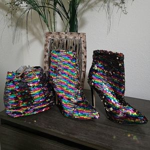Multi Colored High Heel Boots